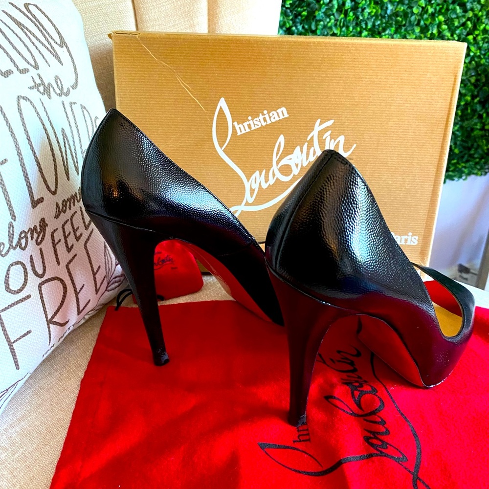 Christian Louboutin Very Prive Black Red Open Toe